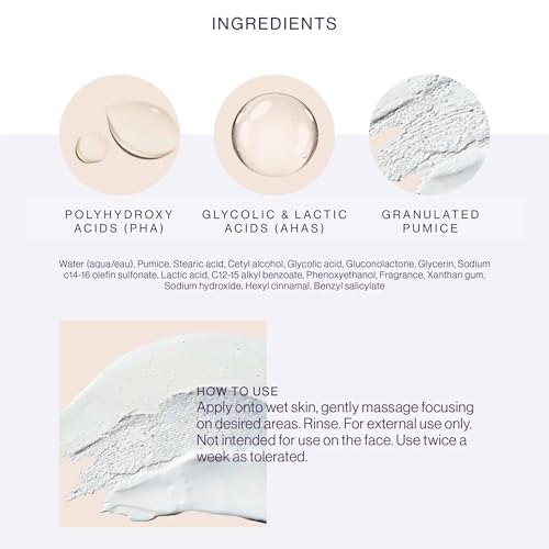 Exfoliating Body Scrub for Ingrown Hairs & Bumps - PHA, Glycolic & Lactic Acid