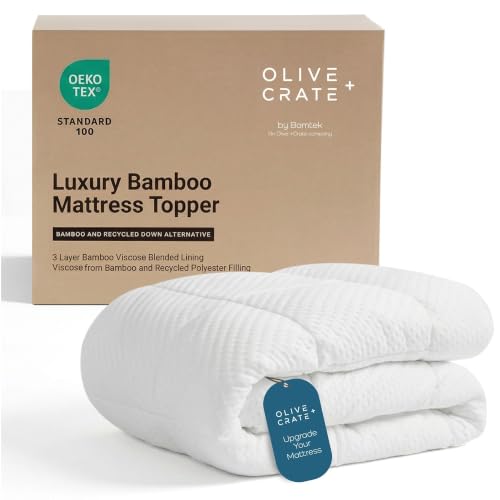 Queen White Pillow Top Mattress Topper - Olive + Crate, 21-Inch Pocket