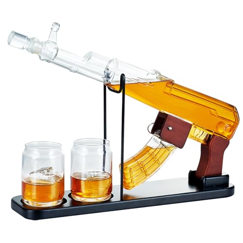 Kollea Whiskey Decanter Gift Set with 2 Shot Glasses - Premium Liquor Dispenser
