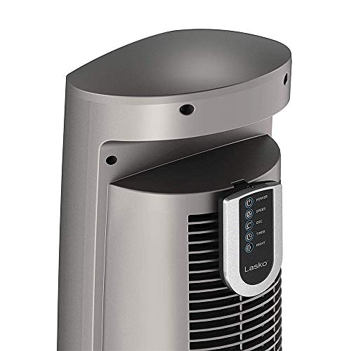 Lasko 42-Inch Oscillating Tower Fan with Remote Control - Gray Woodgrain