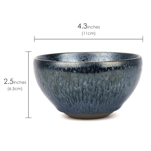 Linkidea Linkdiea Ceramics Soap Shaving Bowl, Traditional Wet Beard Art of Shaving Bowl, Cream Shaver Bowl for Men (Blue), RAC30-01