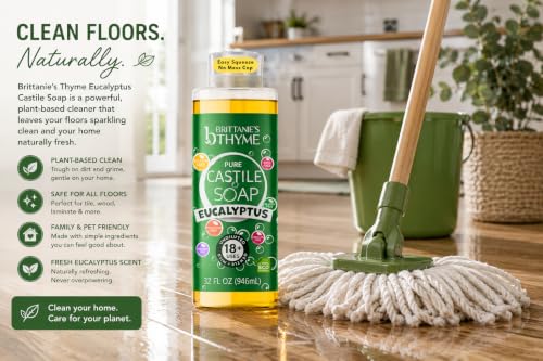 Multi-Use Liquid Castile Soap Eucalyptus 32oz 2-Pack for Body, Home & Laundry