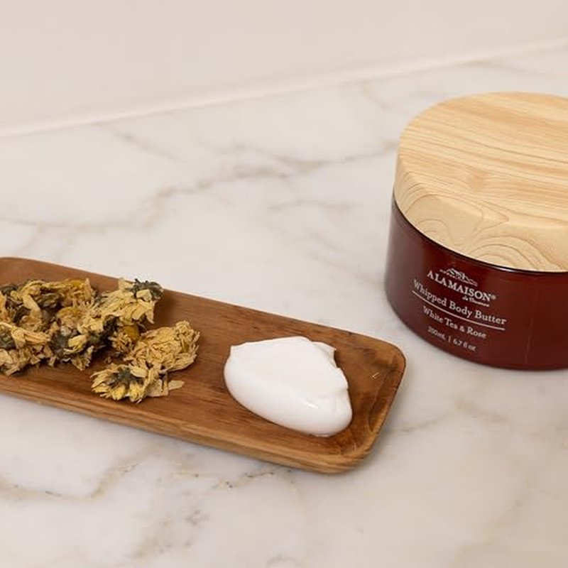 A LA MAISON Whipped Body Butter ? White Tea & Rose ? Shea Butter Moisturizer with Argan, Avocado & Jojoba Oils ? Ultra-Rich Body Cream for Dry Skin ? 6.7 oz ? Amber Collection