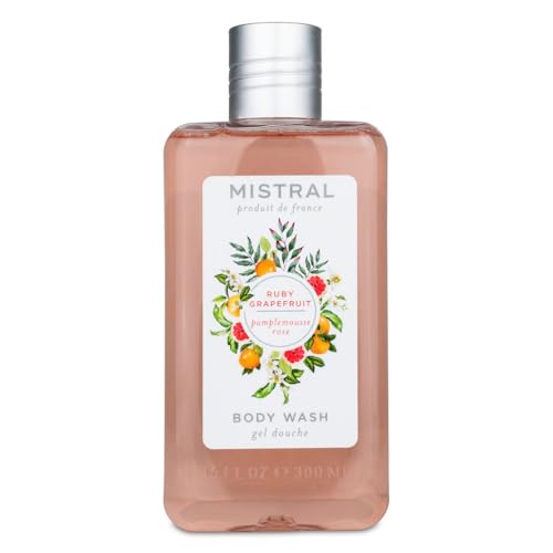 Mistral Ruby Grapefruit Body Wash, 10 fl oz, Natural Chamomile and Aloe, pH Balanced