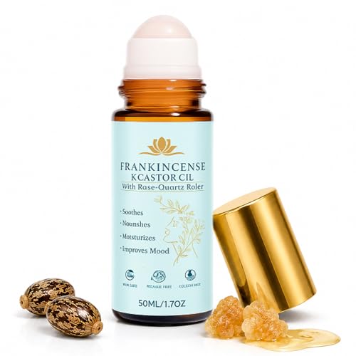 KUNLEN Frankincense & Castor Oil Roll-On with Rose Quartz - Organic Skin Firming 1.7 fl oz (Variation 1)