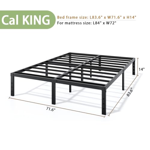 Metal Bed Frame California King 14 Inch Heavy-Duty Platform Bed No Box Spring Needed