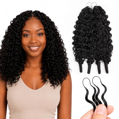 16 Inch Burmese Curly Feather Crochet Hair - Natural Black, Reusable, Lightweight, 60g #1B