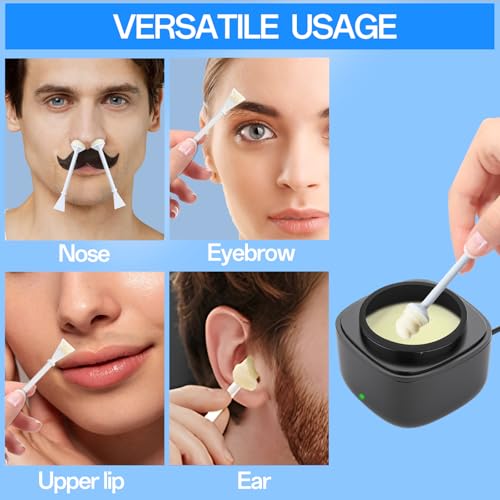 Nose Wax Sticks (60 Pcs) - Dual-Head Wax Hair Removal Applicator for Nostril, Ear, Eyebrow & Upper Lip, Painless, Disposable Waxing Sticks for Men & Women