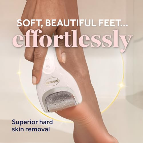 Dr. Scholl's Pedi Perfect Electric Foot Callus Remover, Waterproof, Rechargeable with x2 Roller Heads, Removes Hard Skin for Soft Beautiful Feet, 50 Minute Run Time, Dust Catcher, Pedicure Tools
