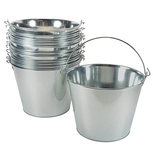 12-Pack Galvanized Beer Buckets 5 Quart Steel Ice Buckets for Parties & Bar