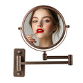 OVENTE 7" Wall Mounted Makeup Mirror with 1X/10X Magnification, Double Sided Magnifying Round Bathroom Vanity Mirror, 360¡Æ Swivel Design, Extendable and Folding Arm, Antique Bronze MNLFW70ABZ1X10X