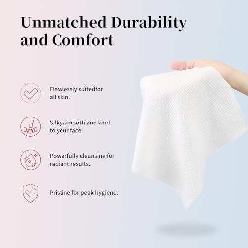 Disposable Face Towels, 10"¡¿12" Face Towel, Towelettes XL, Ultra Soft & Thick Makeup Remover Dry Wipes for Sensitive Skin, Chemical Free 50 Count (1 Pack)