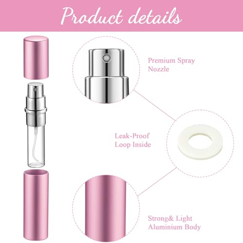 Refillable Perfume Atomizer Bottle Set - 56 Pcs, 5 ml, Purple, Pink, Silver