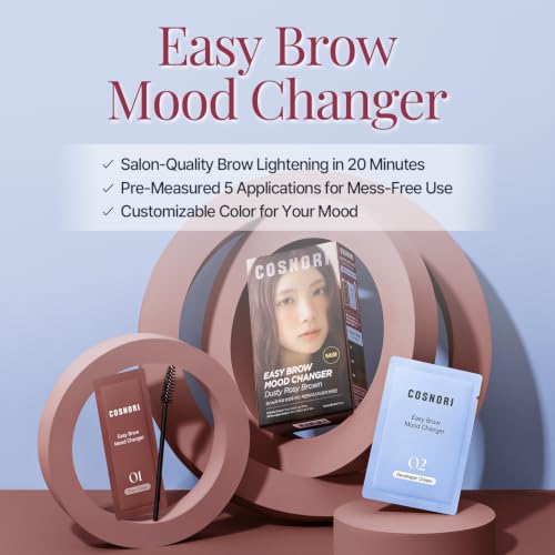 Easy Brow Tinting Kit with Dusty Rosy Brown - At-Home Eyebrow Color Set, 5 Applications