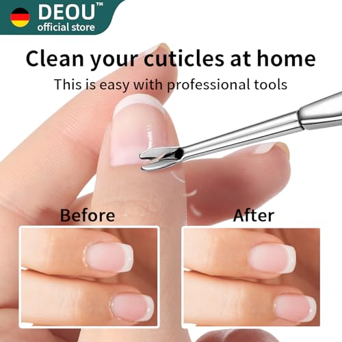 DEOU Stainless Steel Cuticle Pusher & Dead Skin Remover for Nail Care