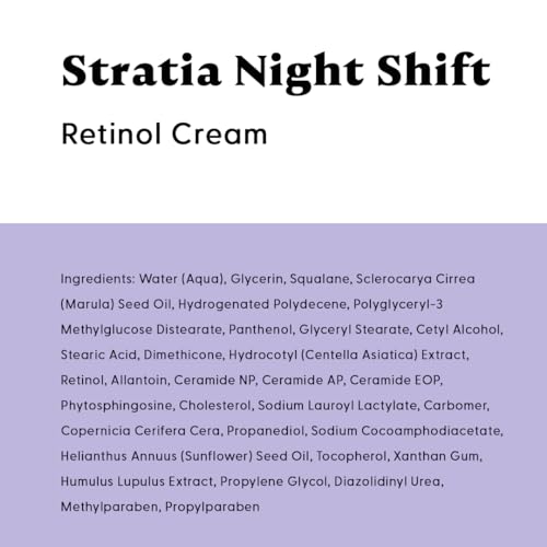 Stratia Night Shift Retinol Cream ? Age-Defying Face Moisturizer for Smooth, Radiant Skin, Hydrating & Gentle Lotion for All Skin Types, 1.7 Fl Oz