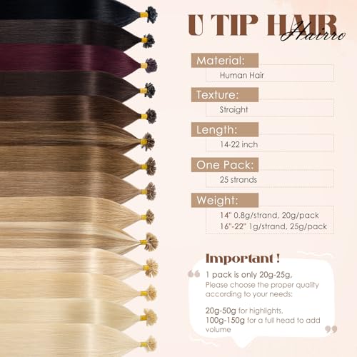 Hairro U Tip Hair Extensions 14 Inch Medium Brown & Dark Blonde 25g 25 Strands
