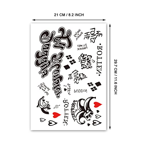 6 Sheets PADOUN Halloween Temporary Tattoo Stickers, Fake Tattoo Stickers for Men Women Full Body Bundle for Costume Cosplay Party Accessory, Large Size 8.2 x 11.6 inches