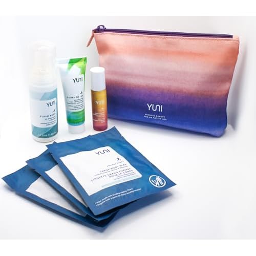 YUNI Beauty Natural Travel Essentials Kit (7pc kit) Beauty On the Run Travel Size Body Care Kit - Cleanse, Refresh, Hydrate - Save Time - All Natural, Paraben-Free, Cruelty-Free