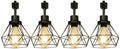 E26 Track Lighting Heads with Metal Cage - Adjustable 4-Light Black Fixture