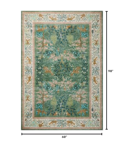Loloi Rifle Paper Co Canopy Sage & Blush Area Rug 5' x 7'6" - Enchanted Floral Design