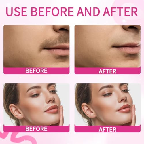 48 PCS Facial Wax Strips for Hair Removal on Face & Body | Gentle Rose Extract Formula for Sensitive Skin | At-Home Waxing Kit for Eyebrows, Upper Lip, Bikini, Brazilian with 6 Calming Oil Wipes