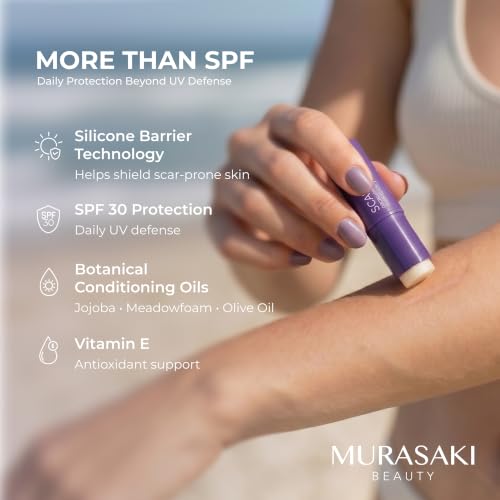 Purple Silicone Scar Stick SPF 30 with Vitamin E & Botanicals - 10g x 1 Pack