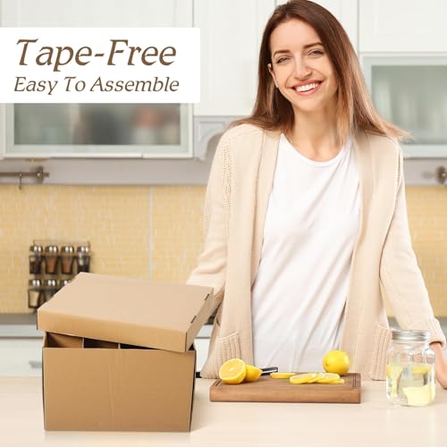 Wine Glass Moving Boxes Set - 8 Pack, 15 x 12 x 10 Inches with Handles & Lid