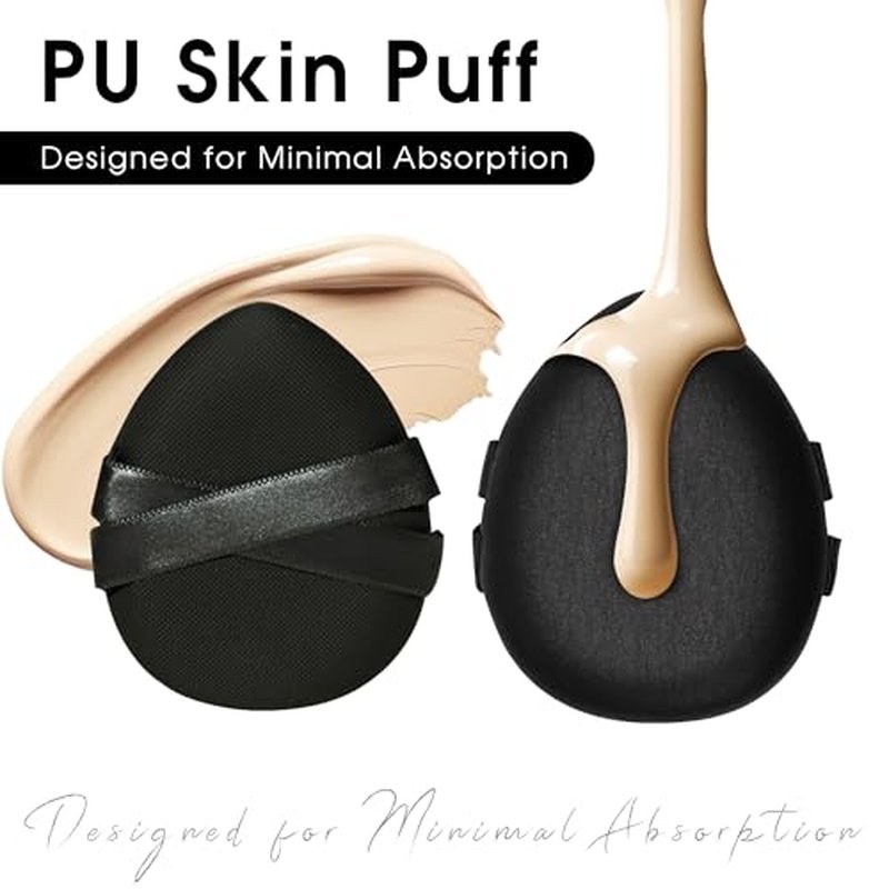 Foundation Brush with Makeup Puffs Set, Flat Top Brush + 2 Soft Makeup Sponges for Seamless Base & Detail Blending