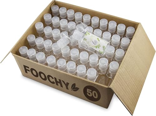 50 Pack 2oz Refillable Travel Bottles with Flip Cap for Toiletries & Favors - Clear