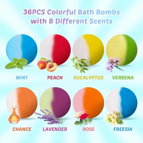 Kids Bath Bombs with Glow in The Dark Toy - 36 Pack Bath Surprise Set - Dinosaur, Ocean & Animal Variations