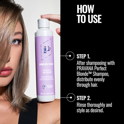 Pravana Perfect Blonde Purple Toning Conditioner 10 Fl Oz - Neutralizes Brass & Yellow Tones, Vegan & Sulfate-Free
