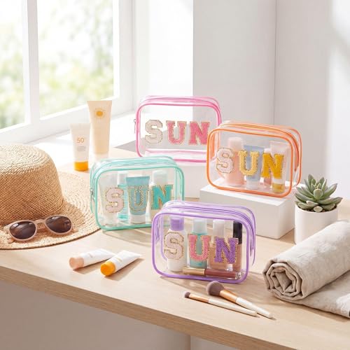 Clear Sun Makeup Bags Set - Waterproof Cosmetic & Toiletry Organizer, 20 Pcs