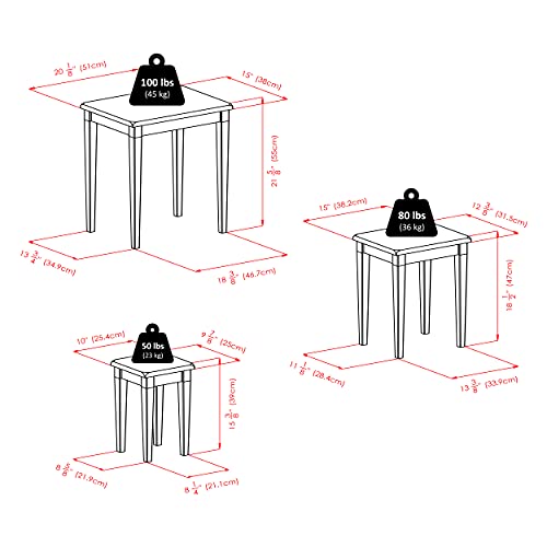 Winsome 3-Piece Walnut Nesting Accent Tables - Space-Saving Set of 3