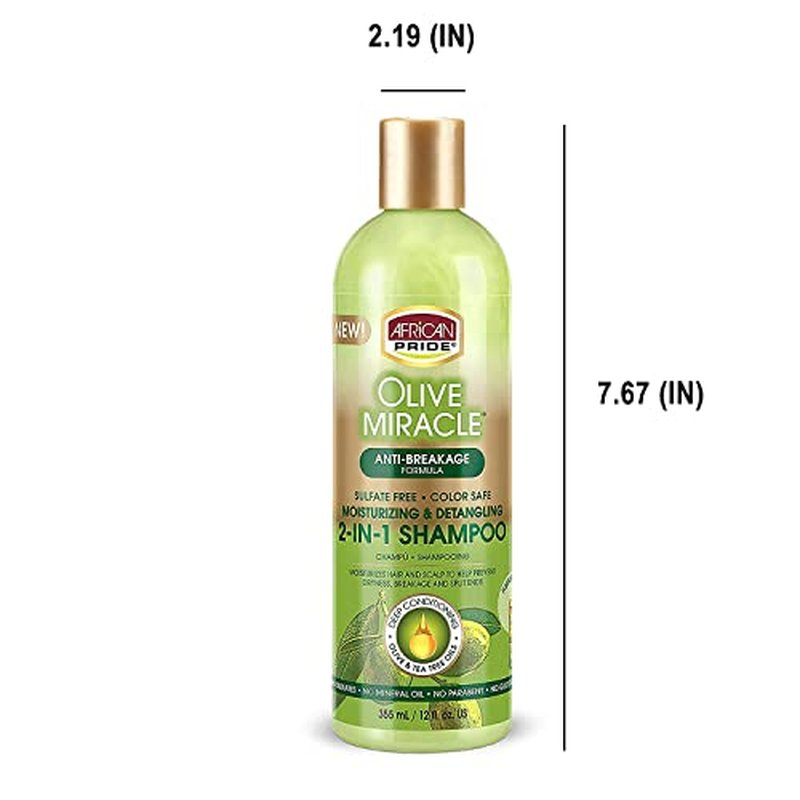 African Pride Olive Miracle 2-in-1 Shampoo and Conditioner, 12 Ounce