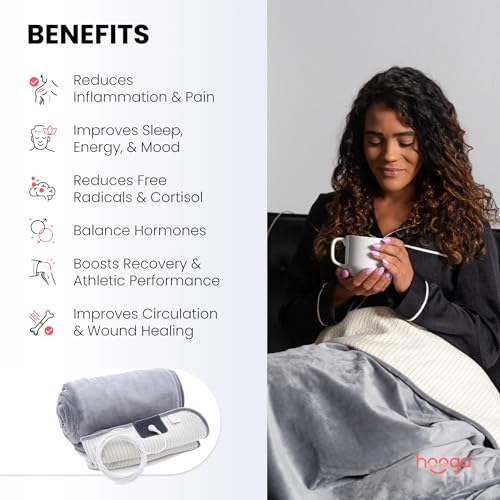 Hooga Grounding Blanket 50x60 Inch Earth-Connected Silver Fiber Throw for Sleep & Pain Relief