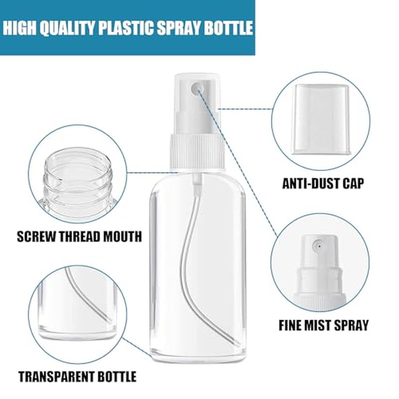 100PCS 1oz/30ml Small Spray Bottle, Clear Fine Mist Spray Bottle Mini Empty Hair Spray Bottle, Plastic Refillable Cosmetic Containers for Plants, Cleaning, Misting & Skin Care