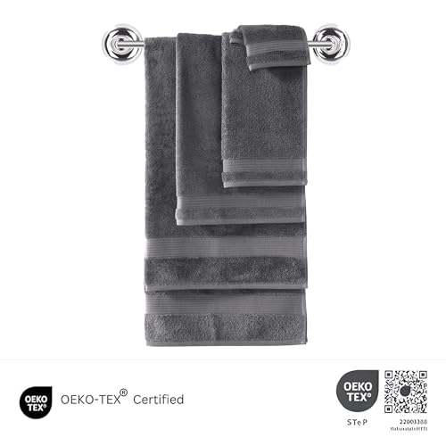Grey Turkish Cotton Washcloths Set - 12 Pack, Soft & Highly Absorbent