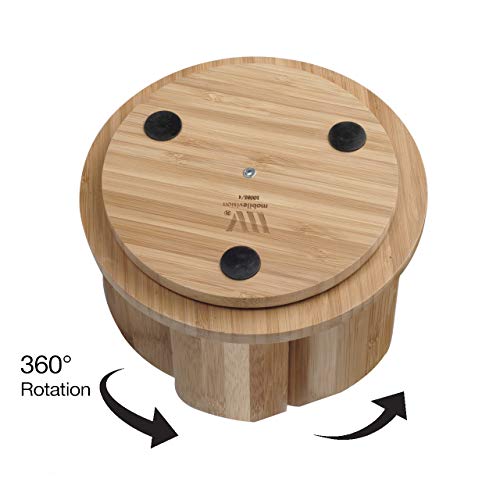 MobileVision Bamboo Circular Rotating Makeup Organizer, 5 Sections for Cosmetic Brushes, Lipsticks, Eye Liners, Accessories, Beauty Products & More