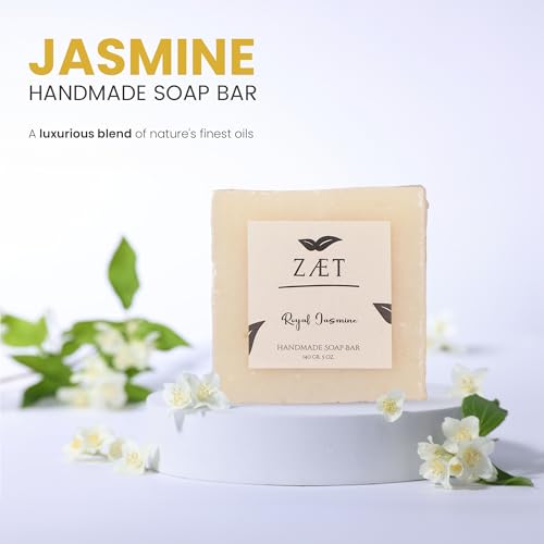 ZAET Royal Jasmine Soap Bar 5oz Pack of 4 Handmade Natural Body & Face Wash