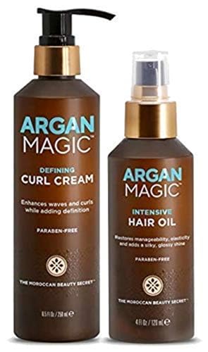 Argan Magic Curl Defining Cream & Hair Oil Set for Frizz Control & Shine