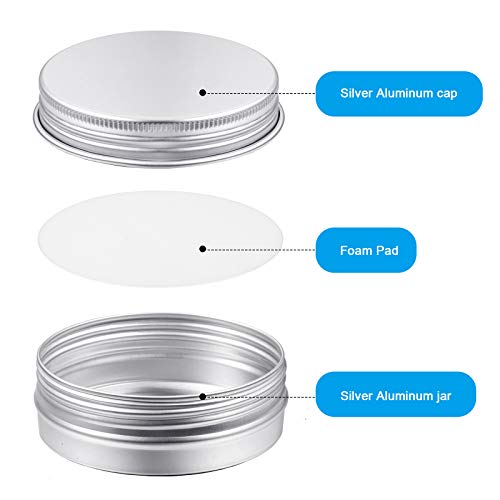 Patelai 72 Pcs 2 oz Aluminum Tins Salve Containers with Screw Lid and Labels Round Cans Travel Cosmetic Metal Tins Jar for Candles Lotion Bars Balms Food Spice Candies DIY Crafts(Silver)