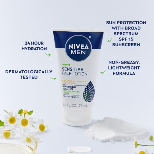 Men's Sensitive Face Lotion with SPF 15 - 3 Pack, 2.5 Fl Oz Each