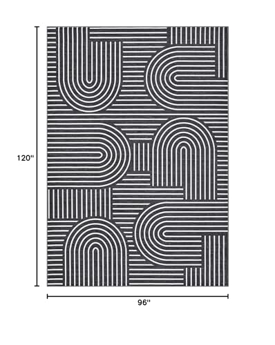 8x10 Black Washable Non-Slip Area Rug - Modern Polyester Floor Mat