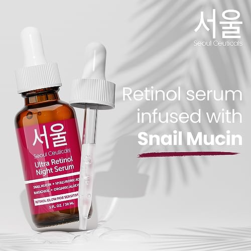 Korean Retinol Night Serum & Cream Set with Snail Mucin for Sensitive Skin