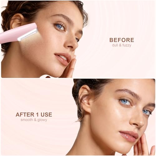 Rechargeable Sonic Dermaplaning Face Tool with LED Light, 3 Speeds, Peach Fuzz Remover