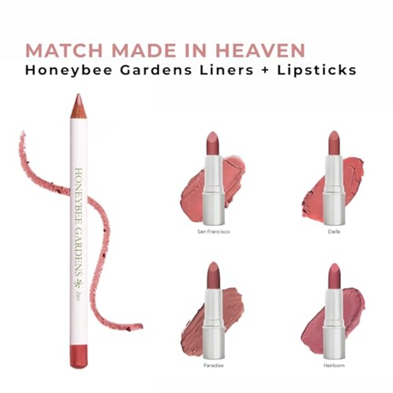 Honeybee Gardens Irresistible Lip Liner In Zen, Warm Pink Color, Long-Lasting, Gluten-Free, Vegan, 0.04 oz