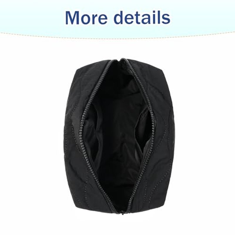 Fluffy Quilted Makeup Bag Suitable for Women and Girls, Multi-pocket Cosmetic Pouch Travel Toiletry Bag for Storing Toiletries Portable Storage Cosmetic Travel Cloth Bag£¨Black£©