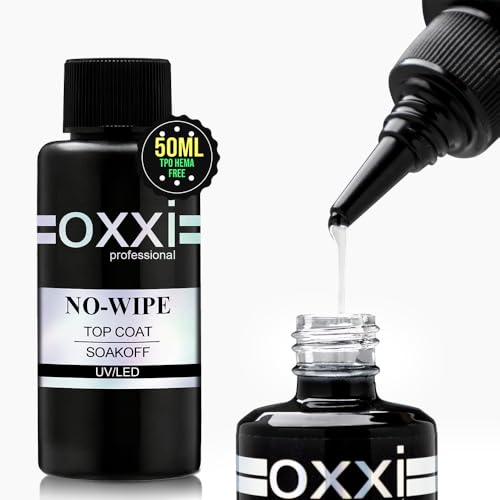 No Wipe Top Coat Gel Nail Polish 50ML - High Gloss, Scratch Resistant, Hema-Free