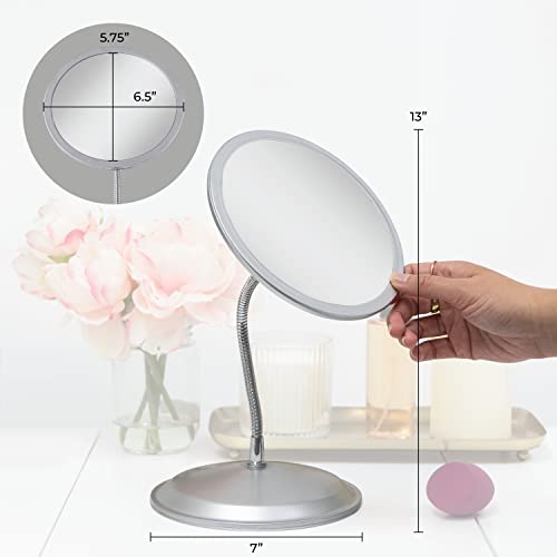 Zadro Double Vision 5X/10X Wall-Mount Makeup Mirror with Gooseneck Arm, USA Made